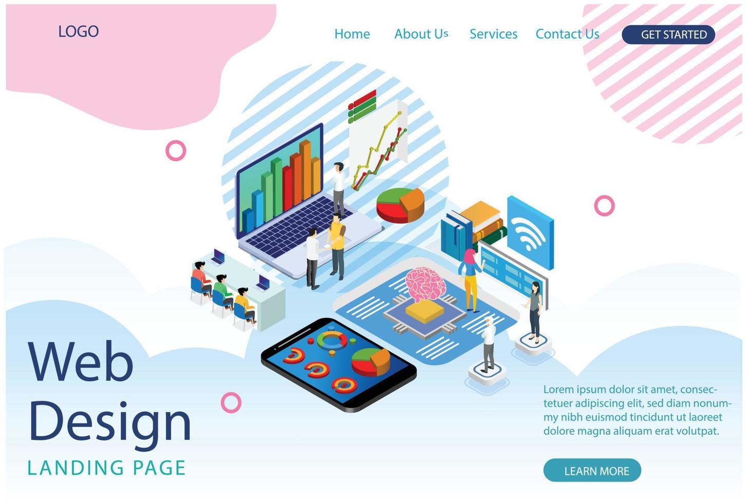 hemsida mall design. modern isometrisk begrepp av moln teknologi illustration, webb banderoller, lämplig för diagram, infografik, bok illustration, spel tillgång, och Övrig grafisk relaterad tillgångar vektor