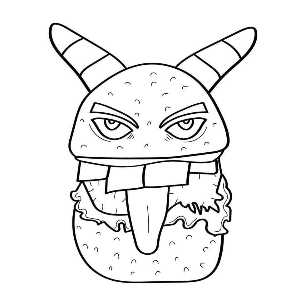 Monster-Burger-Icon-Vektorillustrationen für Ihr Arbeitslogo, Merchandise-T-Shirt, Aufkleber und Etikettendesigns, Poster, Grußkarten, die Unternehmen oder Marken bewerben vektor