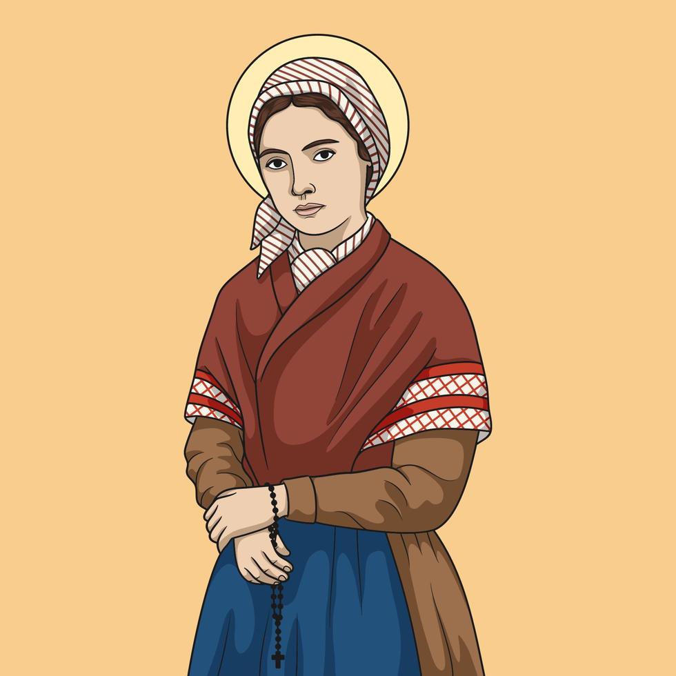 helgon bernadette soubirös färgad vektor illustration