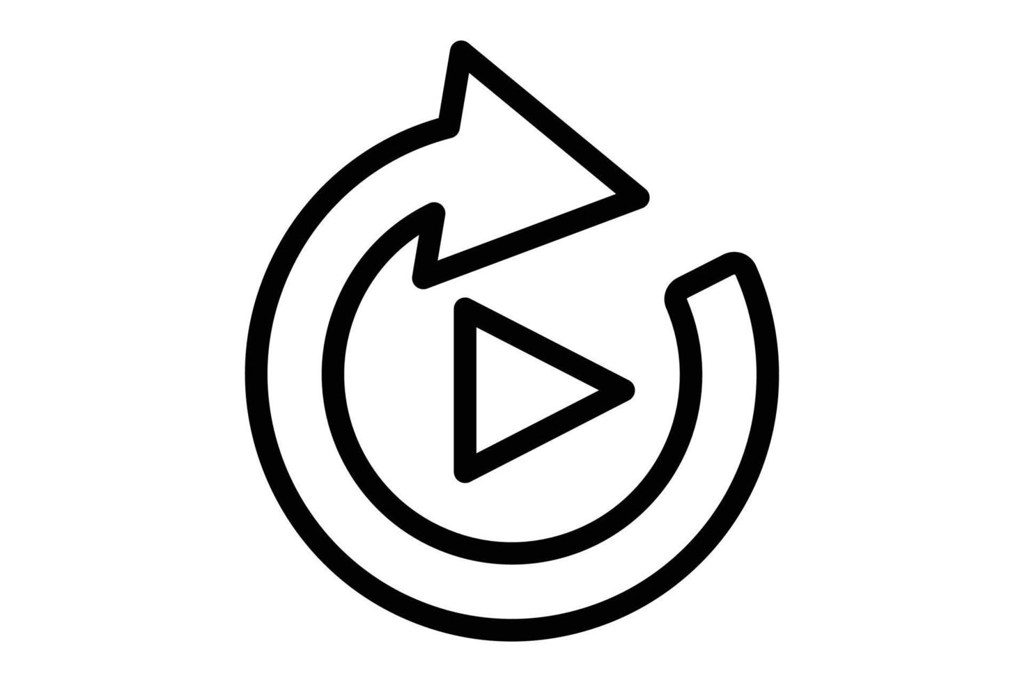 Abbildung des Wiedergabesymbols. Symbol für Musikplayer. Liniensymbolstil. einfaches Vektordesign editierbar vektor