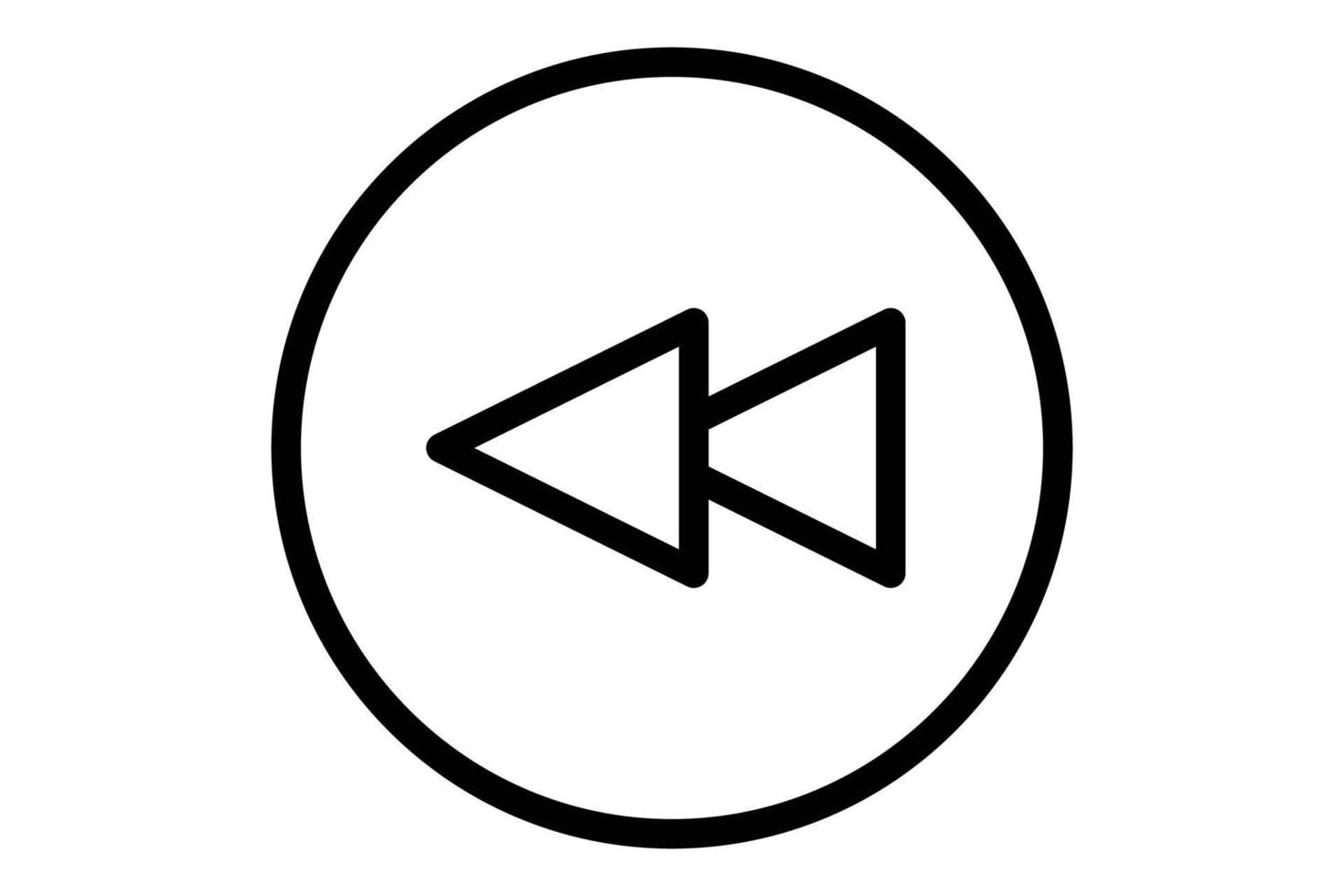 Abbildung des Rücklaufsymbols. Symbol für Musikplayer. Liniensymbolstil. einfaches Vektordesign editierbar vektor