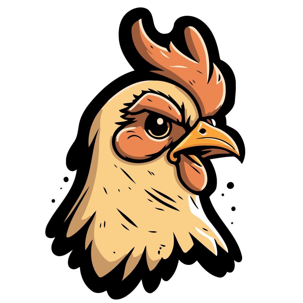 kyckling fågel djur- huvud höna sett från de sida vektor