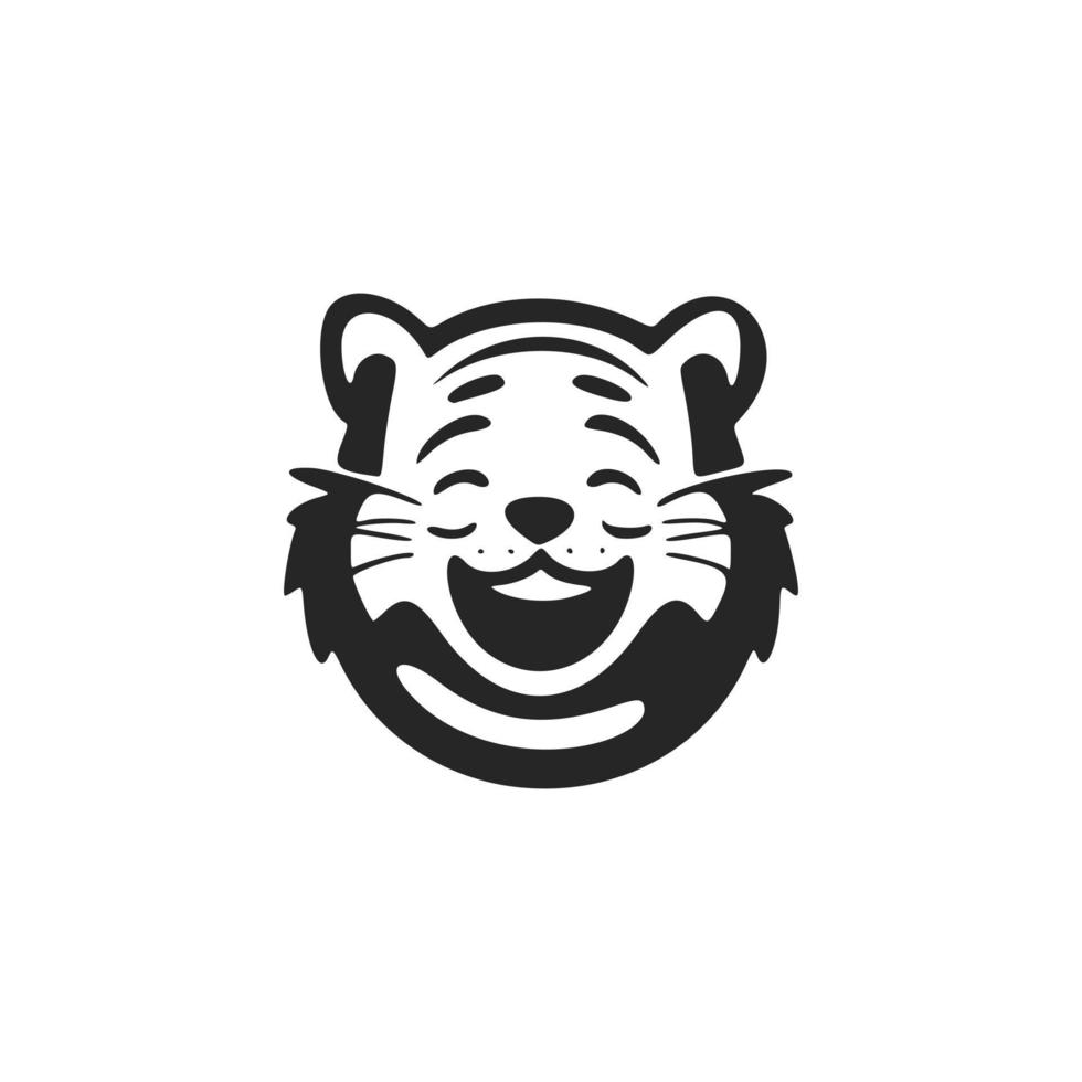 positives Schwarz auf weißem Hintergrund Logo des lachenden Tigers. vektor