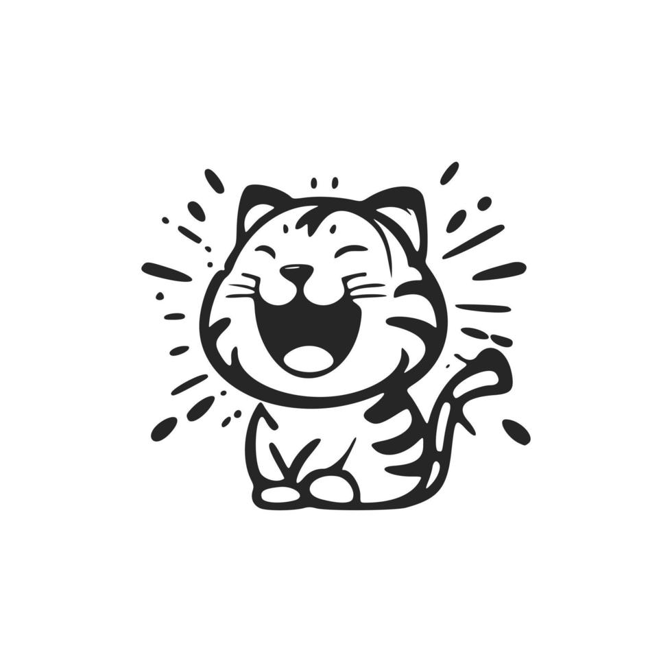 positiv svart på vit bakgrund logotyp med de bild av en skrattande tiger. vektor