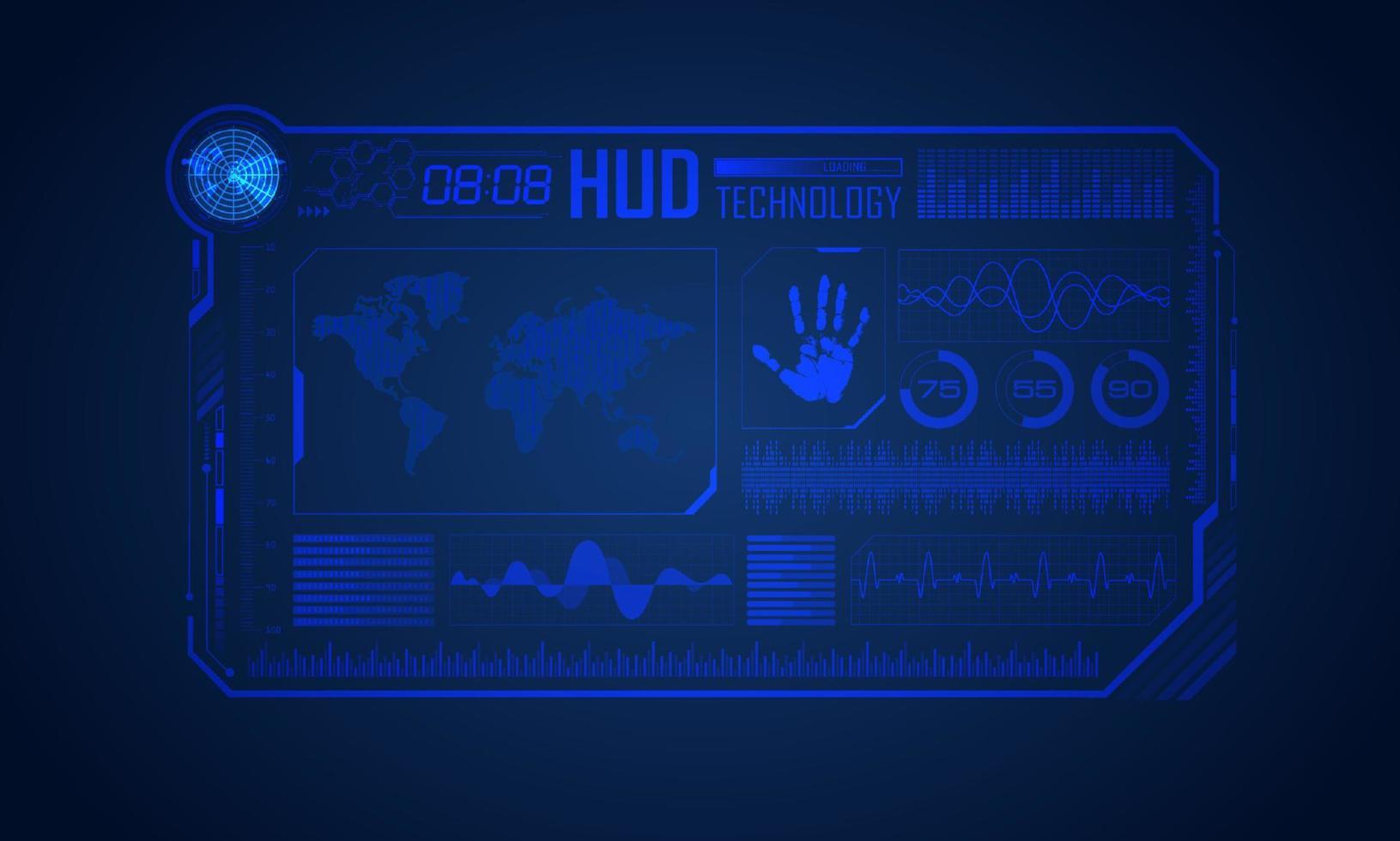 blauer moderner hud-technologie-bildschirmhintergrund vektor