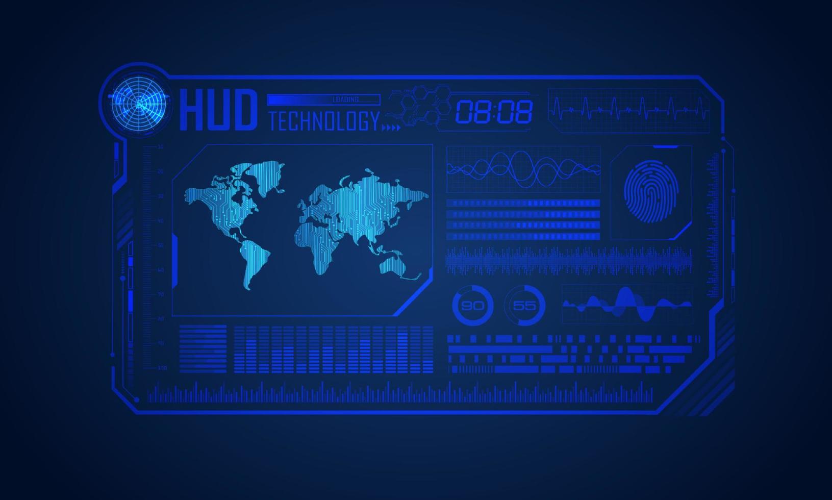 blauer moderner hud-technologie-bildschirmhintergrund vektor