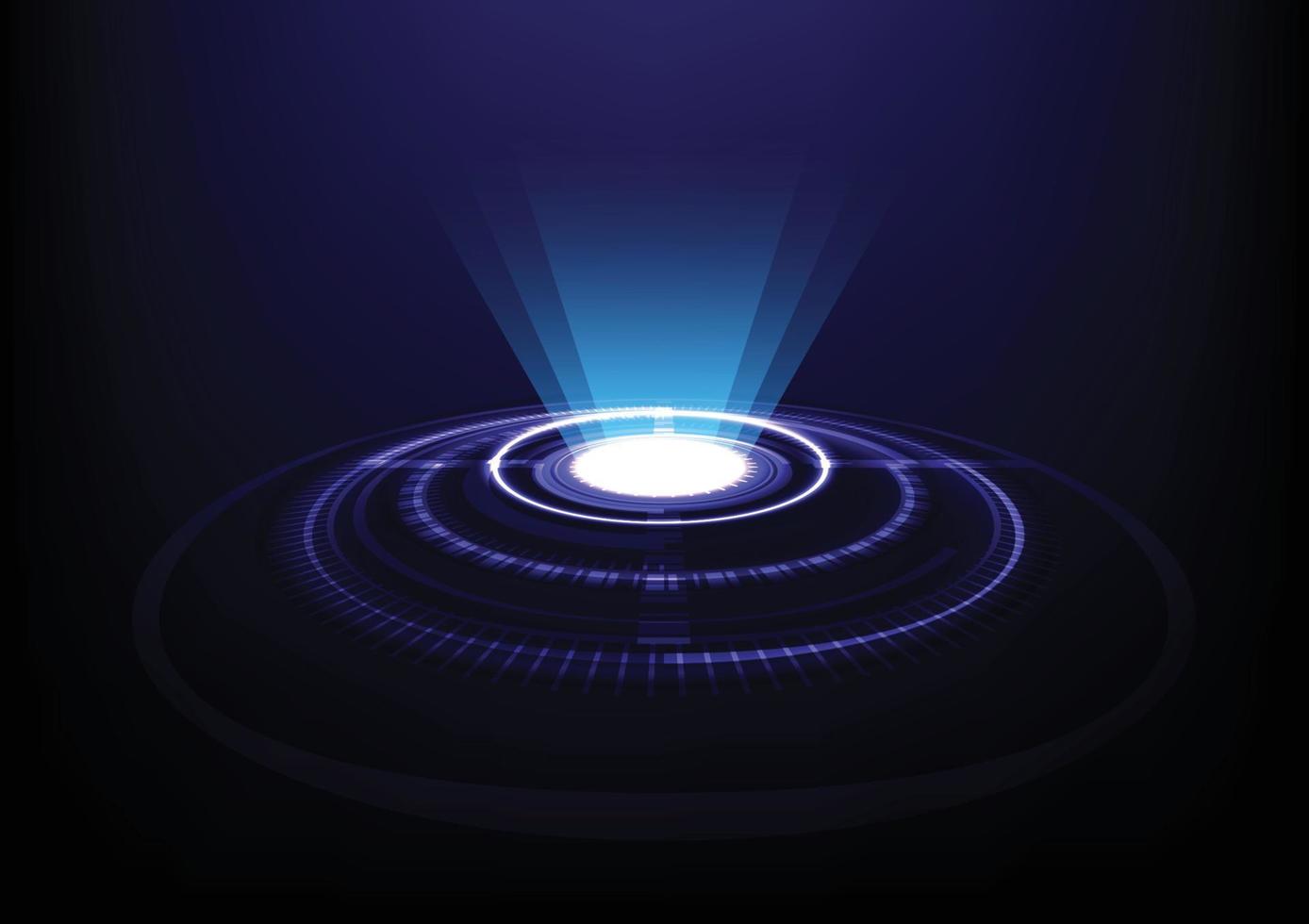 Kreisring-Hologramm und Strahllichttechnologie abstrakter Hintergrundvektor vektor