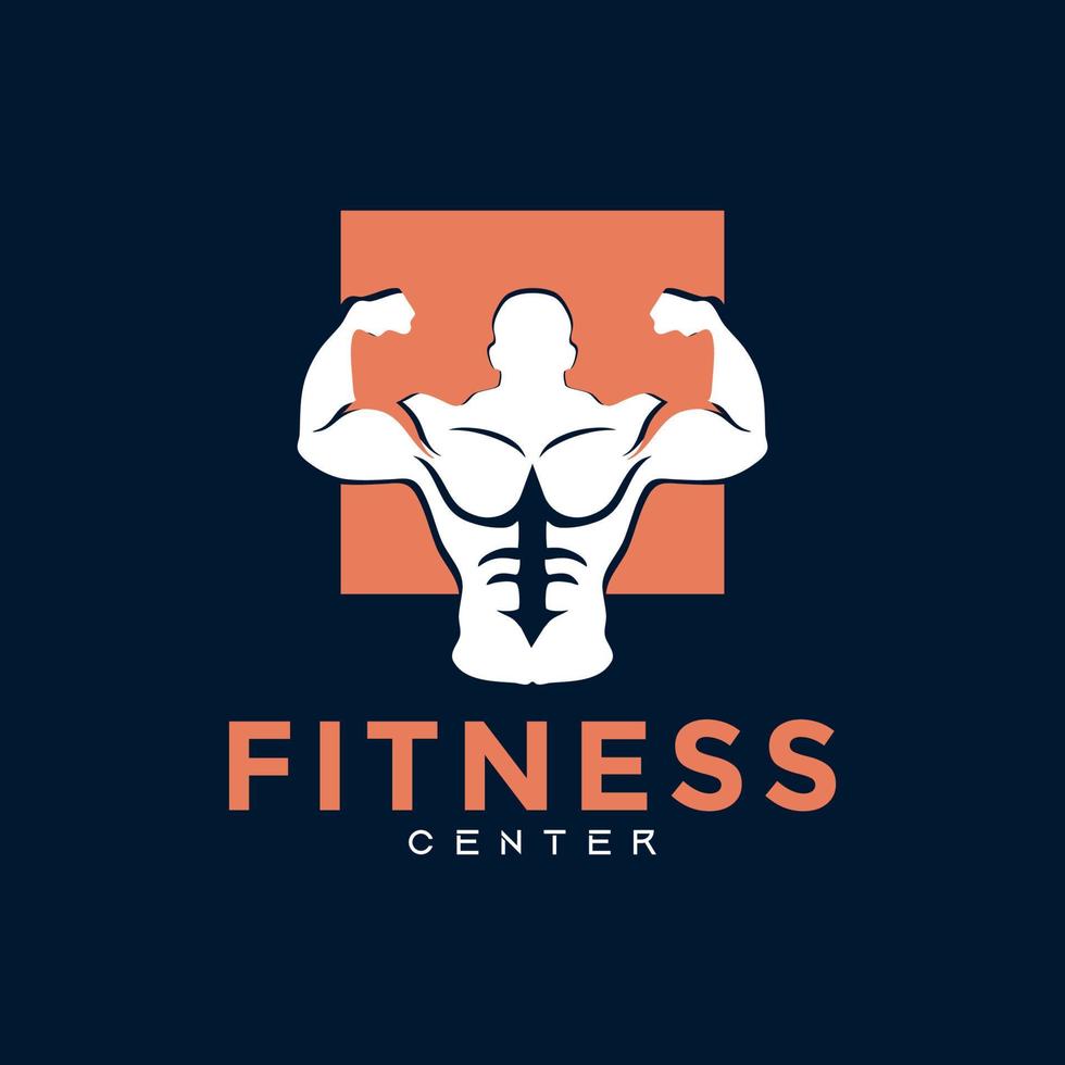 Fitnesscenter-Logo. Sport- und Fitness-Logo-Design. Fitness-Studio-Logo-Icon-Design-Vektorstock oder Emblem mit Frauen- und Mann-Silhouette. frau und mann, die hanteln halten. vektor