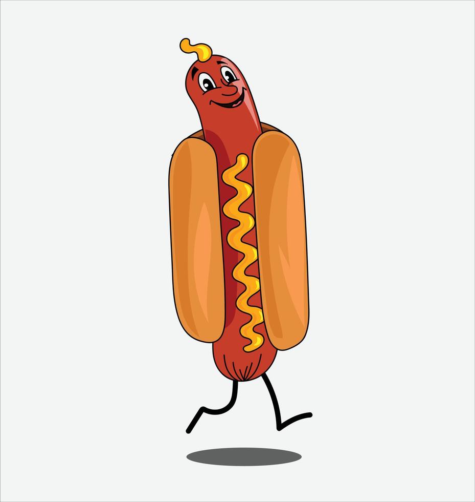 Hot-Dog-Maskottchen-Vektor-Illustration-Logo vektor