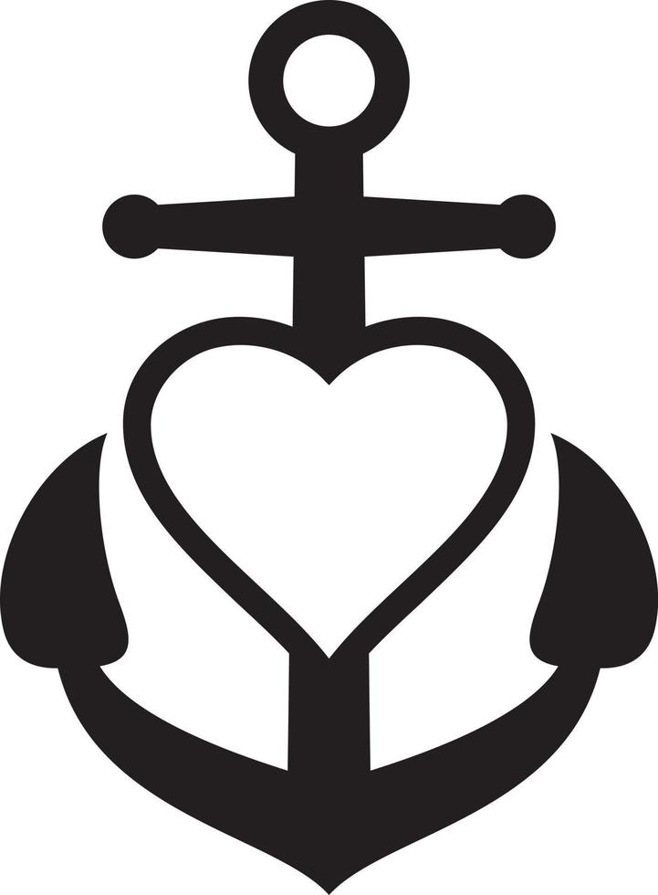 hjärta och ankare symbol. vektor tecken.