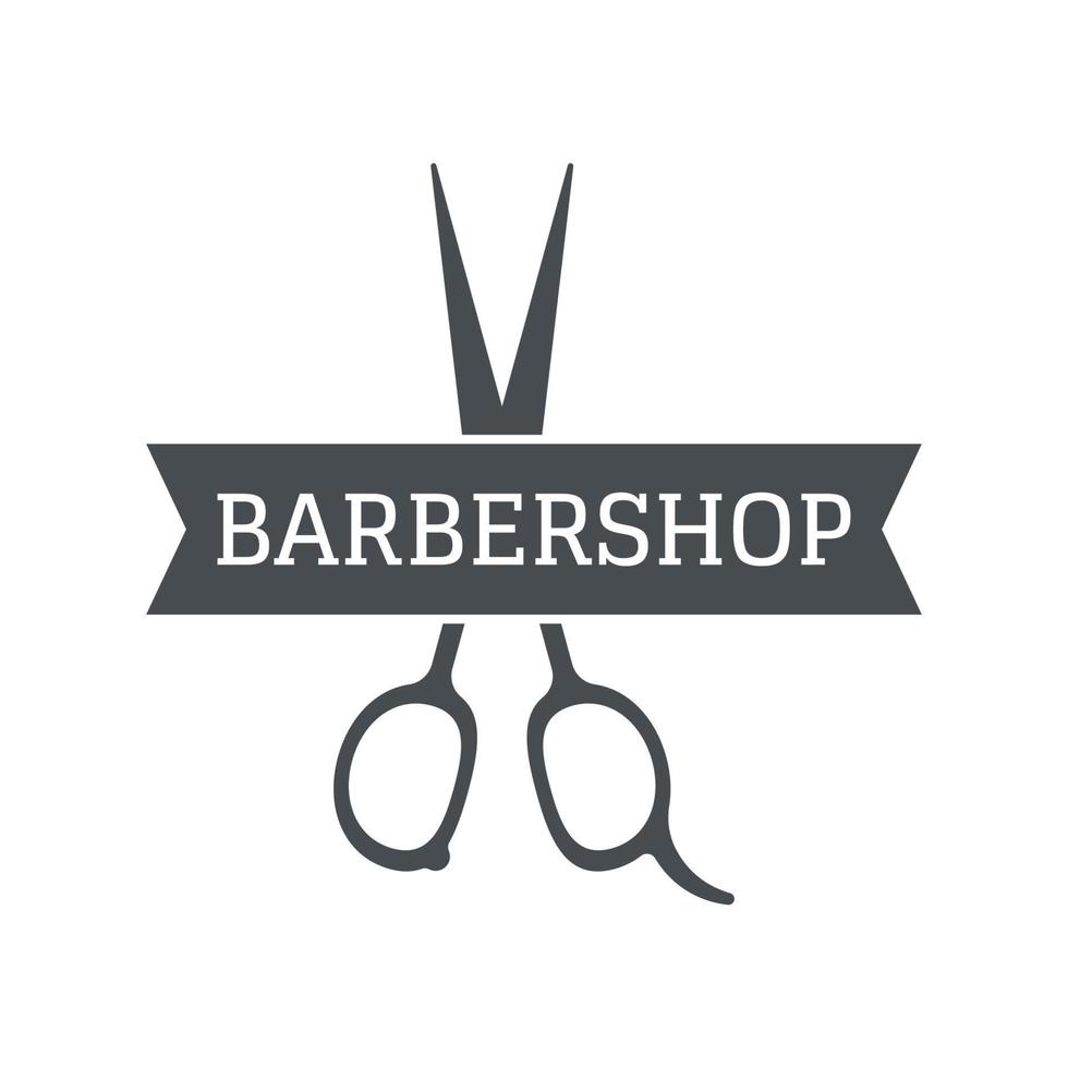 barbershop-logo-vorlage im vintage-stil mit dem konzept der schere, des rasierers und anderer tools.logo für geschäft, salon, etikett und friseursalon. vektor