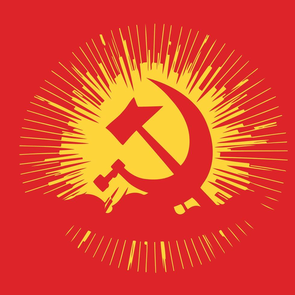 Illustration im kommunistischen Stil in roten und gelben Farben vektor