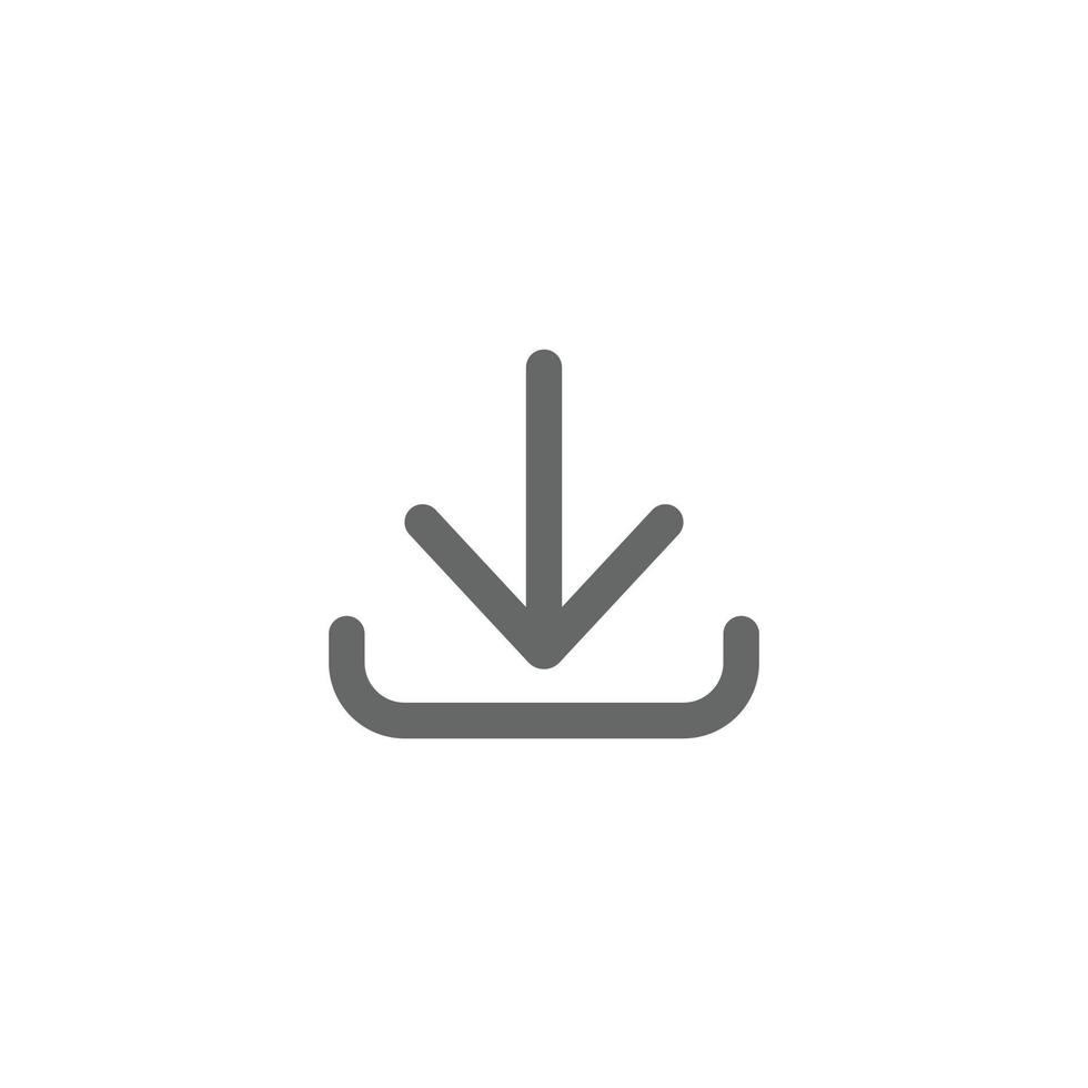 eps10 grå vektor laddar ner linje konst abstrakt ikon eller logotyp isolerat på vit bakgrund. nedåt pil översikt symbol i en enkel platt trendig modern stil för din hemsida design, och mobil app