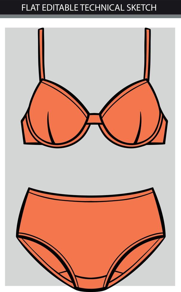 weibliche Badeanzug-Vektorillustration für Retro-Orange der Frauen. Abbildungsdatei festlegen vektor