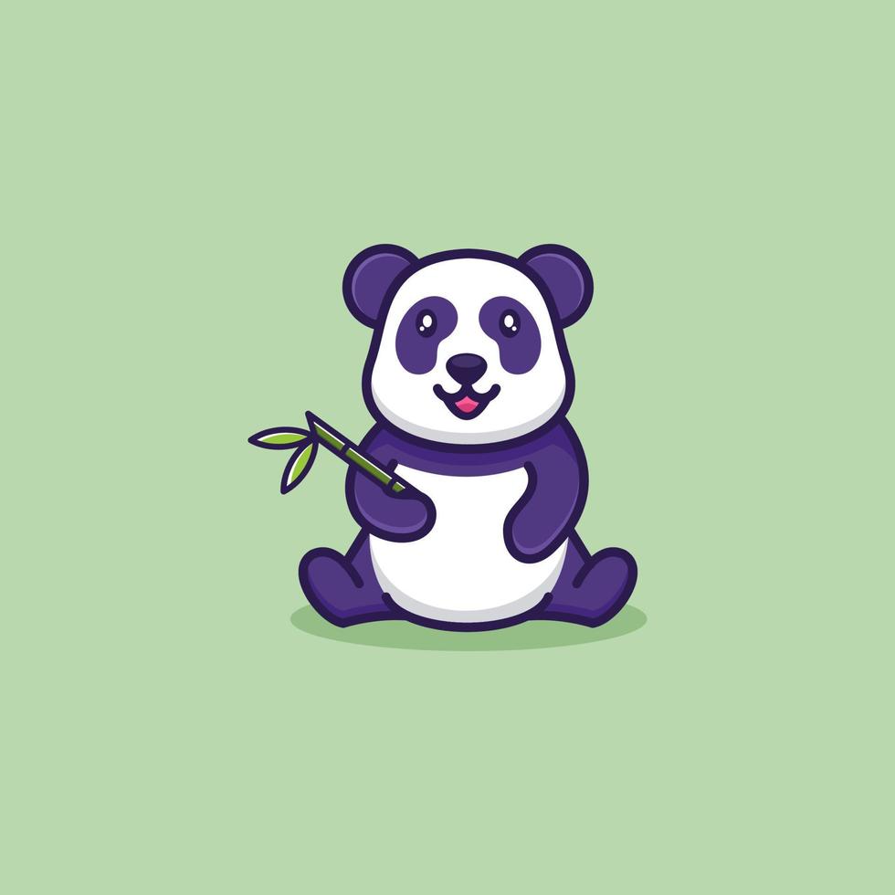 süßes Panda-Bambus-Logo vektor