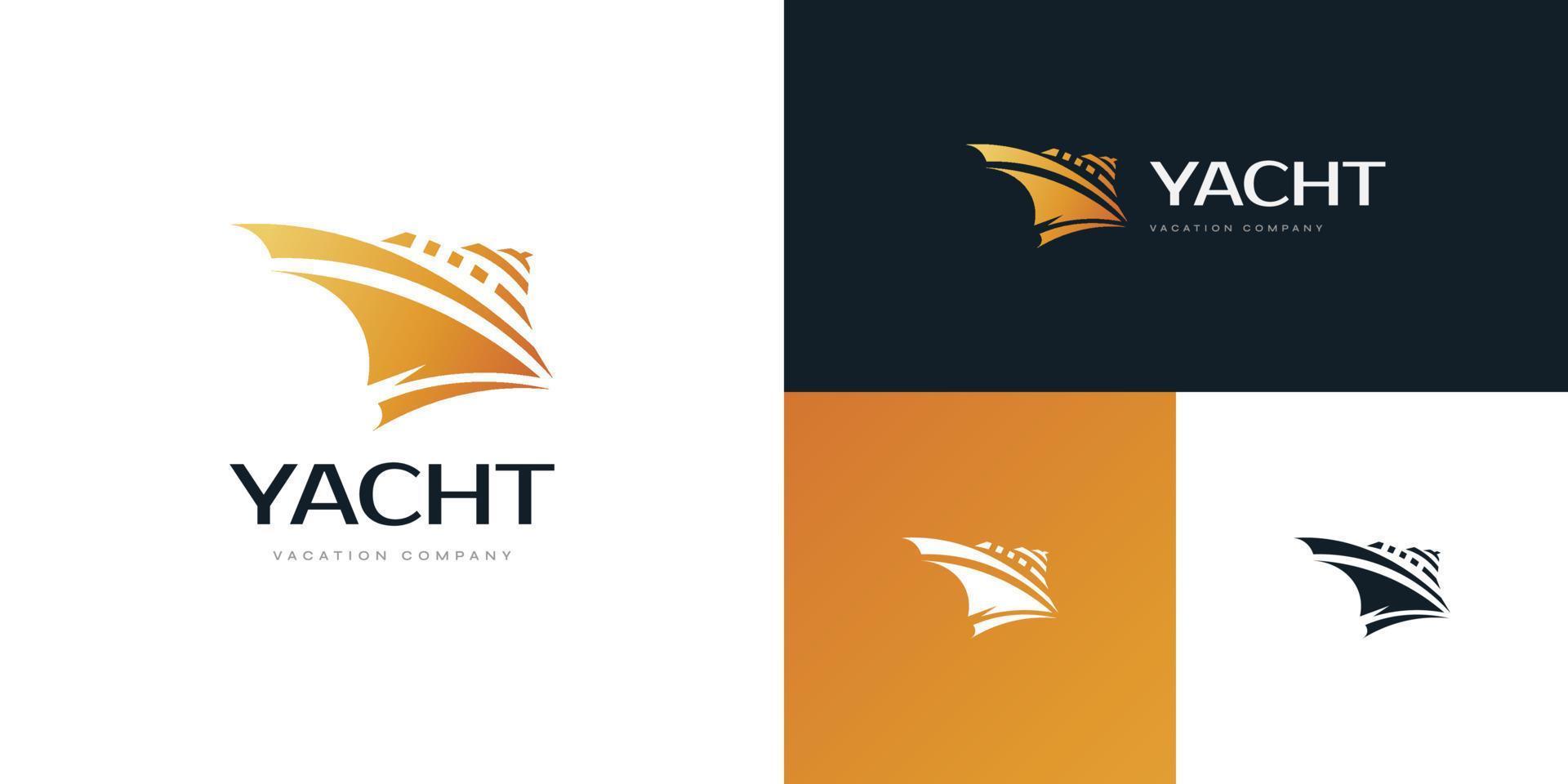 luxuriöses und elegantes Yacht-Logo-Design. Kreuzfahrt, Schiffslogo für das Logo der Reise- und Tourismusbranche vektor