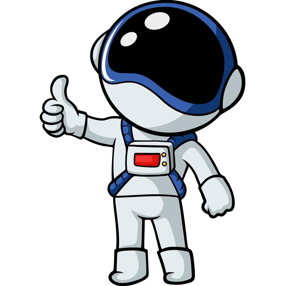 süßer astronauten-cartoon, der daumen hochgibt vektor