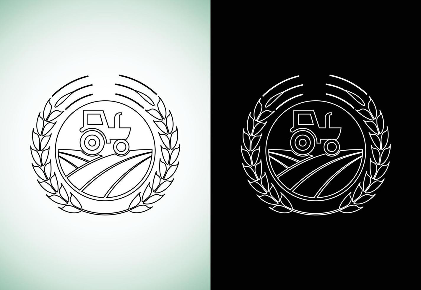 traktor eller bruka linje konst stil logotyp design, lämplig för några företag relaterad till lantbruk industrier. vektor