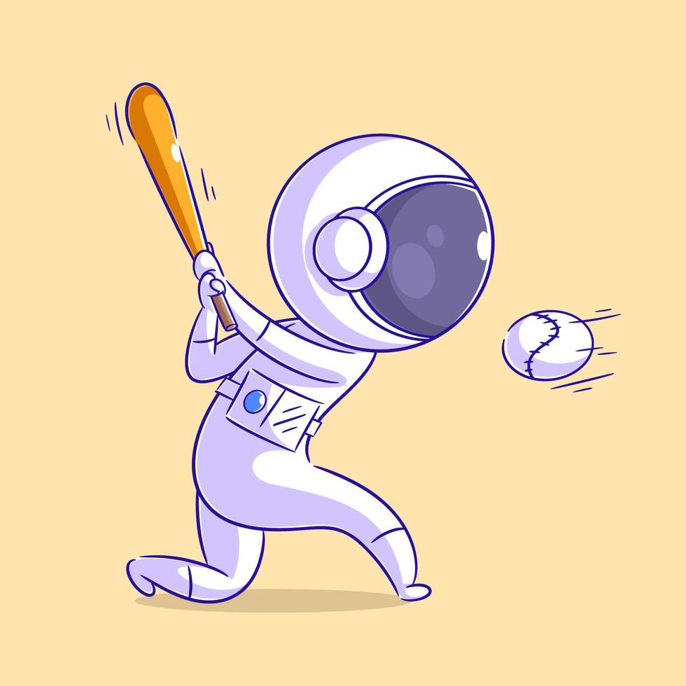 Astronauten spielen sehr gut Baseball vektor