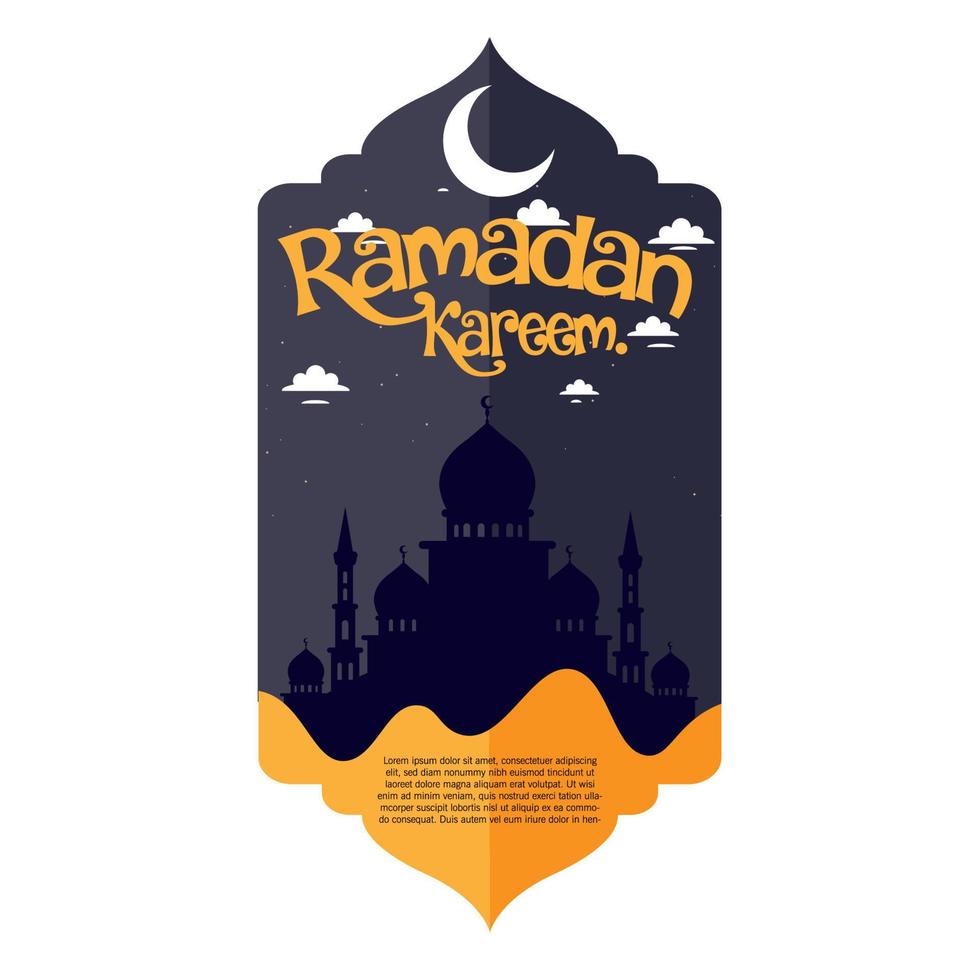 Ramadan Kareem-Grußkarten. muslimischer hintergrund. Moschee und Mond vektor