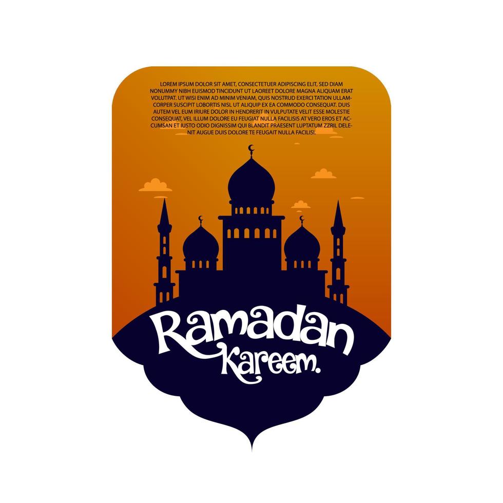 ramadan kareem hälsning kort. muslim bakgrund. moské och måne vektor