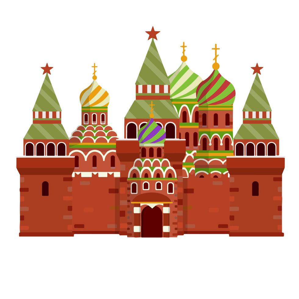 Orthodoxe Kirche. östlicher religiöser Tempel mit Glockenturm. Kloster und Dom. Element des roten Quadrats im Moskauer Kreml. flache illustration der karikatur. Gebet und christlicher griechischer und russischer Glaube vektor