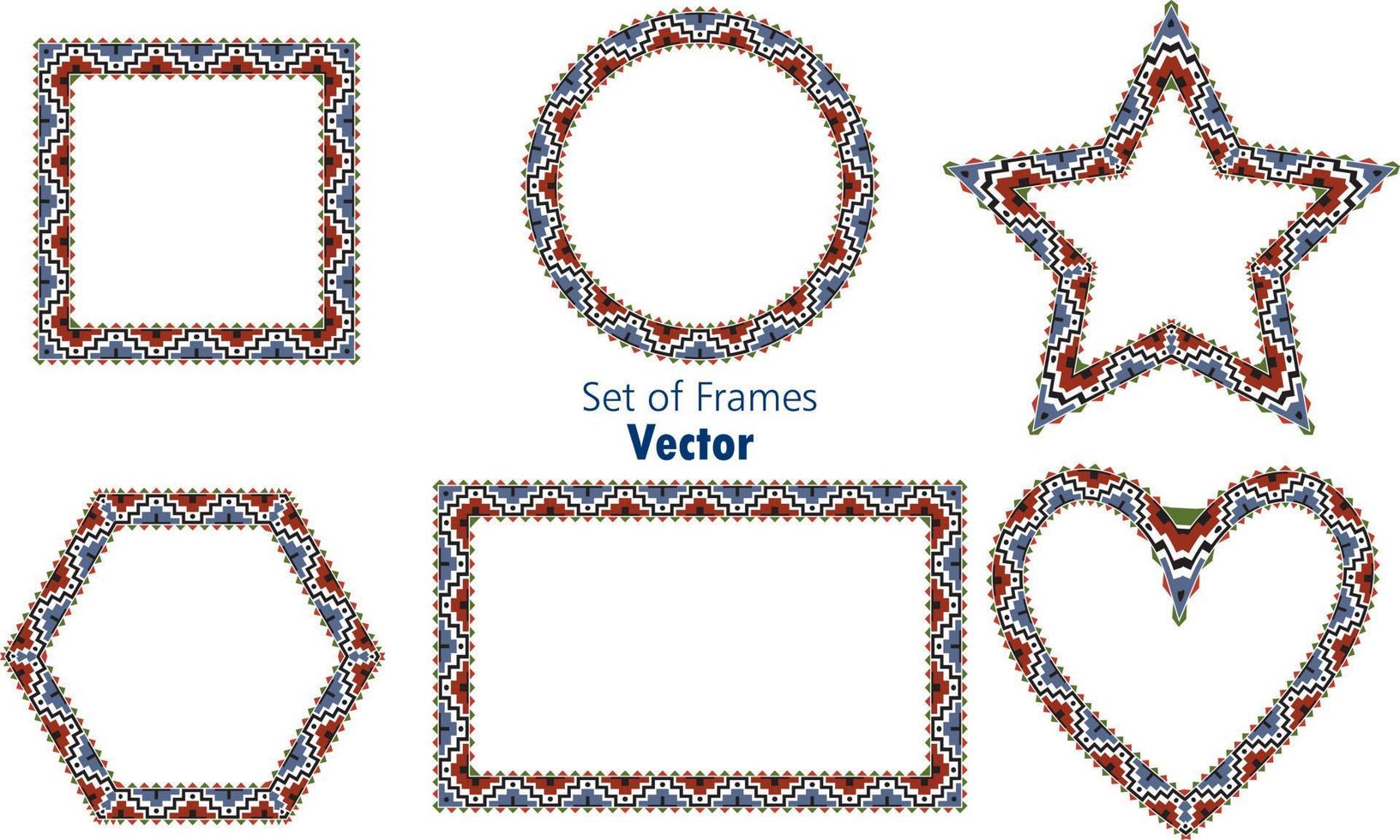 Set aus dekorativen Vintage-Rahmen und Bordüren aus Keramik vektor