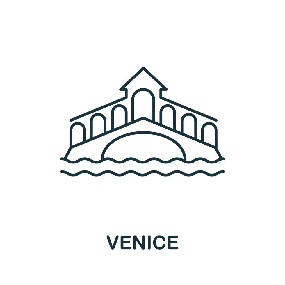 Venedig-Ikone aus der italienischen Sammlung. einfaches Linien-Venedig-Symbol für Vorlagen, Webdesign und Infografiken vektor