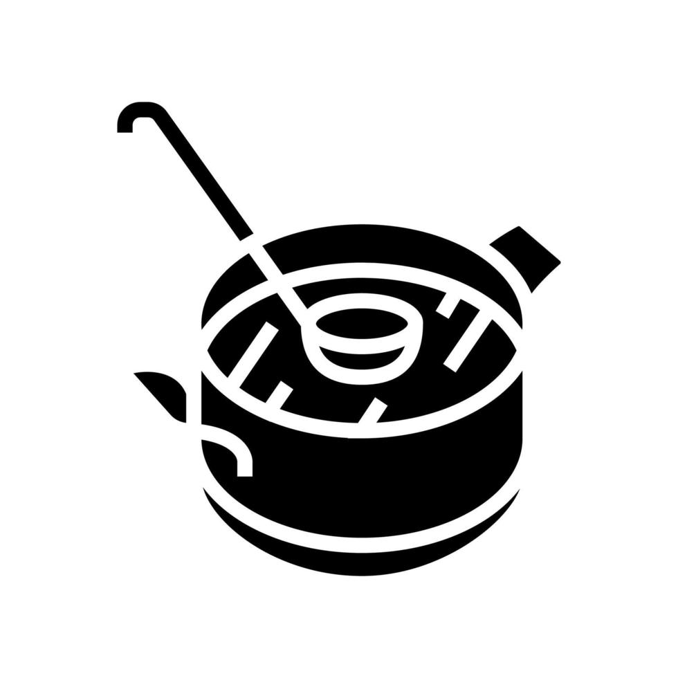 Suppenkochen aus Tomaten-Glyphen-Symbol-Vektorillustration vektor