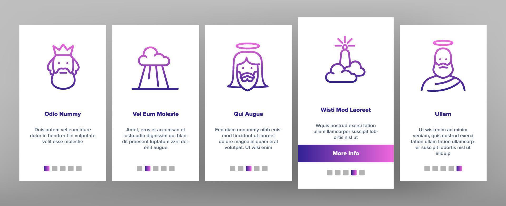 gott christliche religion onboarding icons set vektor