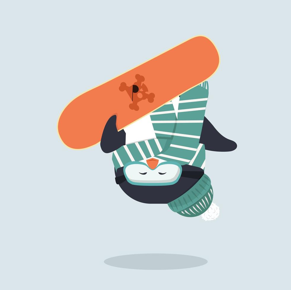 Pinguin mit radikalem Snowboard vektor