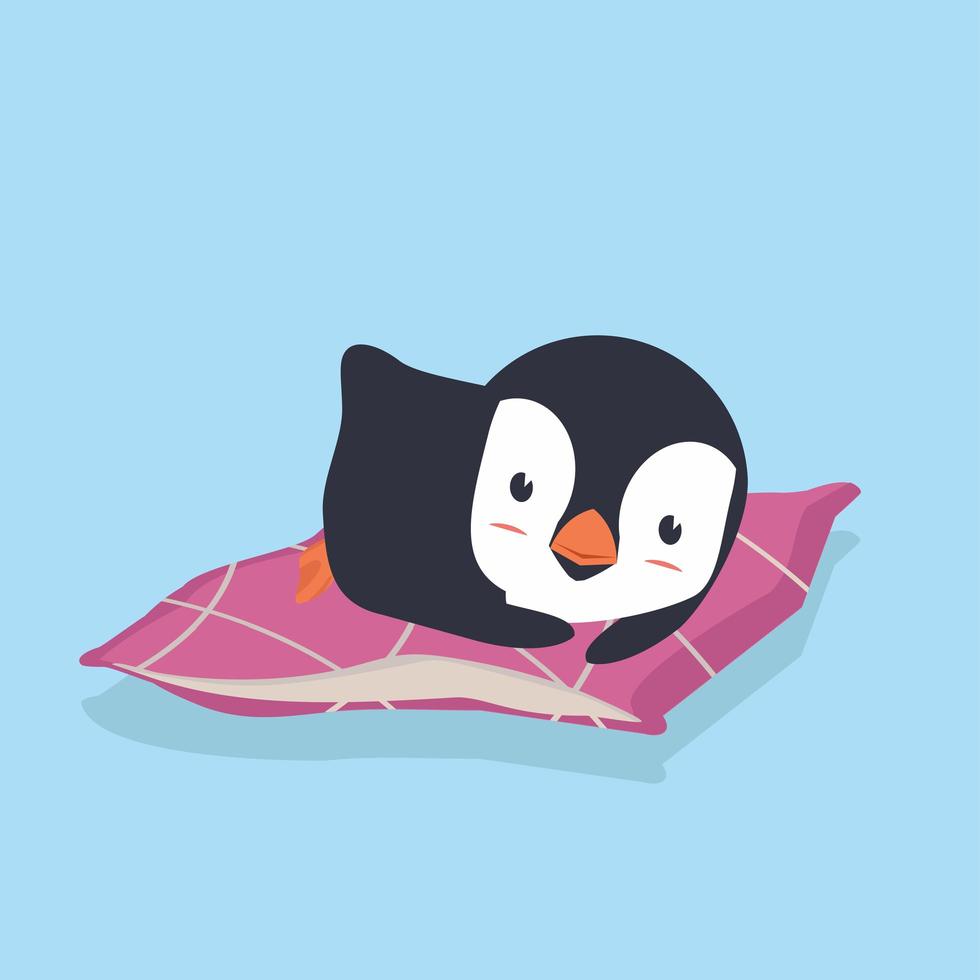 pingvin som sover på en kudde vektor