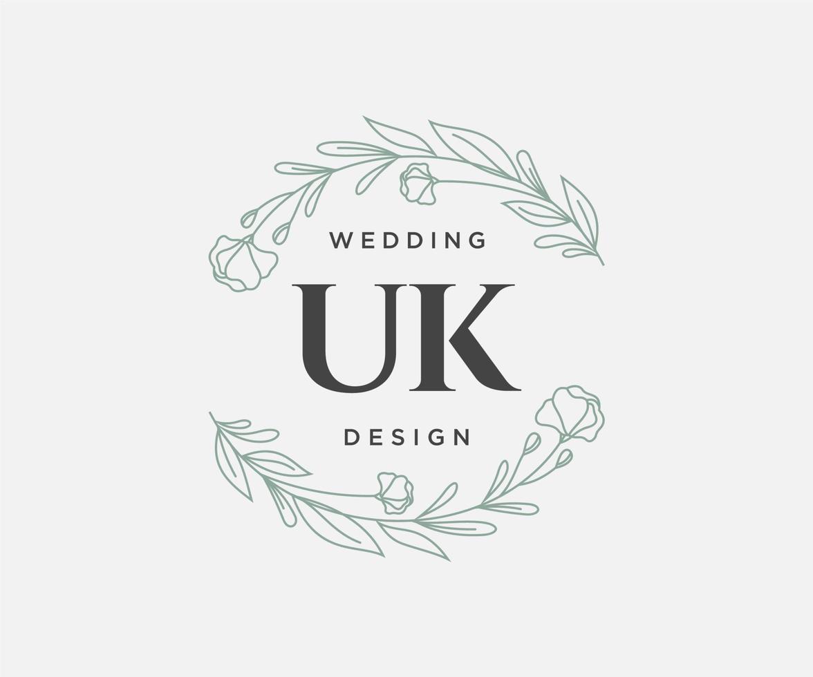 uk initialen brief hochzeit monogramm logos sammlung, handgezeichnete moderne minimalistische und florale vorlagen für einladungskarten, save the date, elegante identität für restaurant, boutique, café im vektor