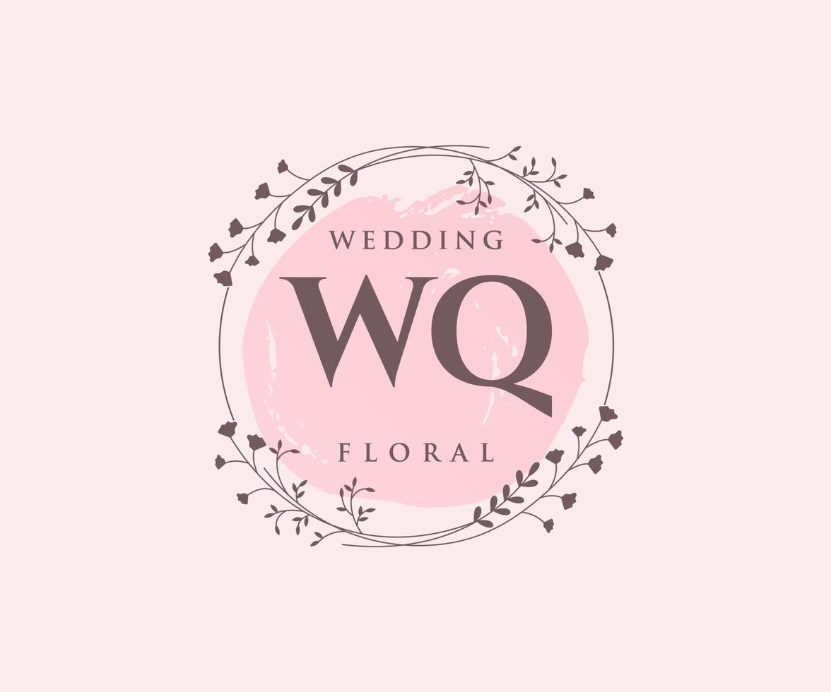 wq Initialen Brief Hochzeit Monogramm Logos Vorlage, handgezeichnete moderne minimalistische und florale Vorlagen für Einladungskarten, Datum speichern, elegante Identität. vektor