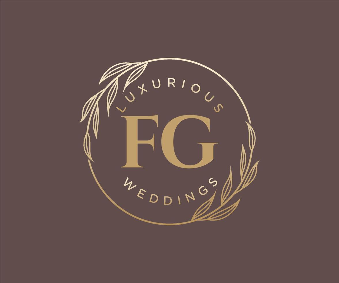 fg initialer brev bröllop monogram logotyper mall, hand dragen modern minimalistisk och blommig mallar för inbjudan kort, spara de datum, elegant identitet. vektor