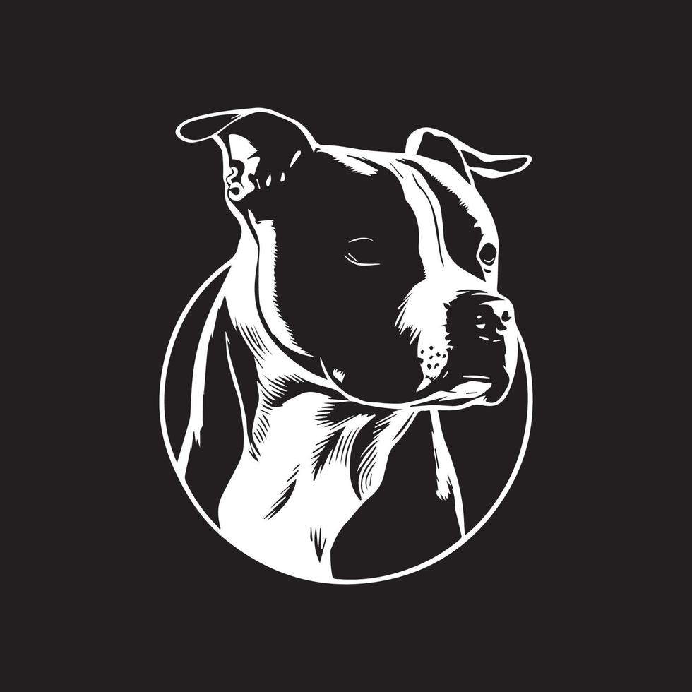 Bullterrier-Hundekopf-Logovektor, Hundegesichtslogo lokalisiert auf schwarzem Hintergrund. hundelogo, symbolillustration. Tier-Haustier-Logo-Vektor. vektor
