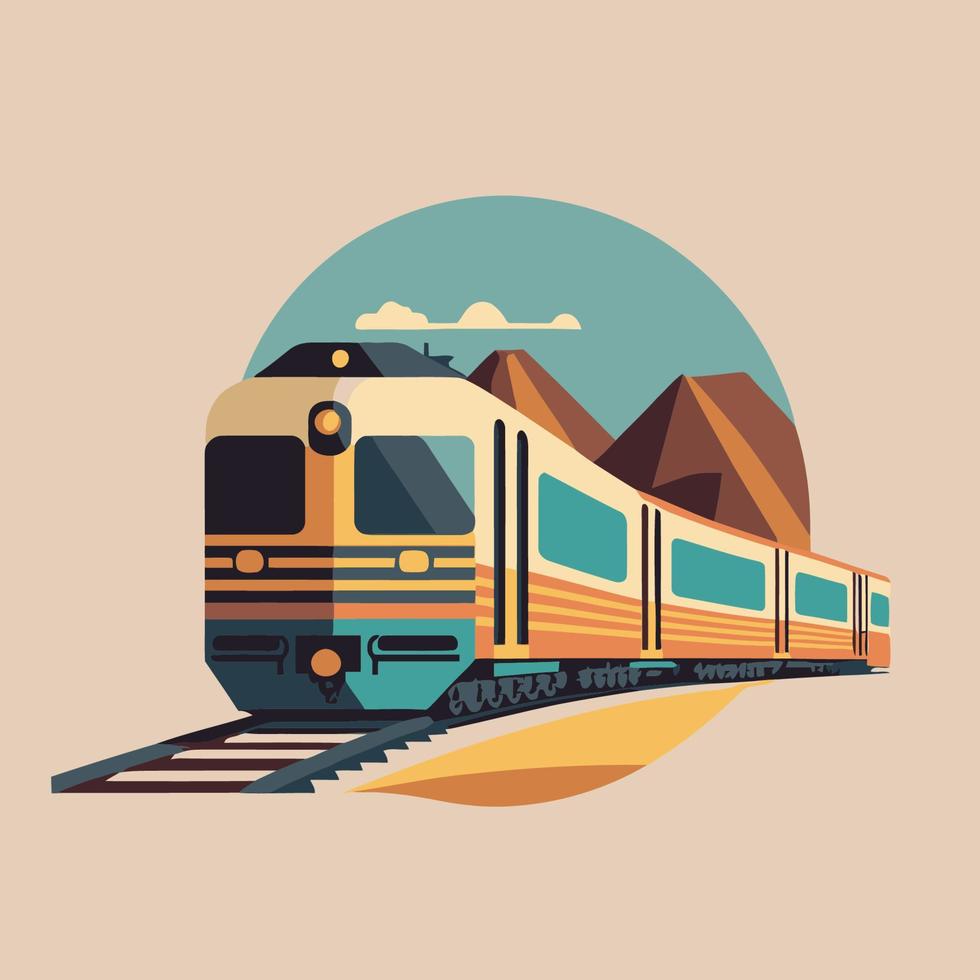 tåg järnväg logotyp symbol platt Färg vektor illustration lokomotiv