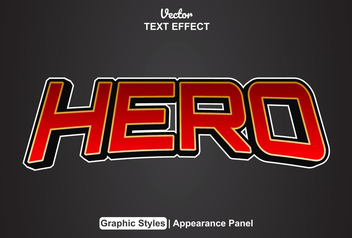 hjälte text effekt med grafisk stil och redigerbar. vektor