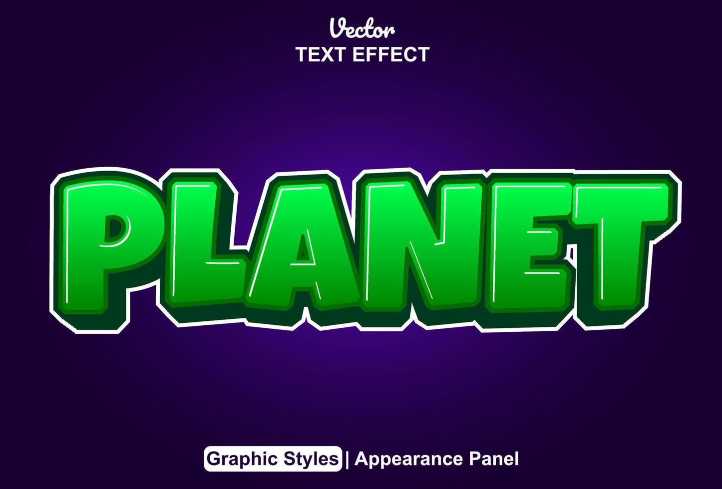 planet text effekt med grafisk stil och redigerbar. vektor