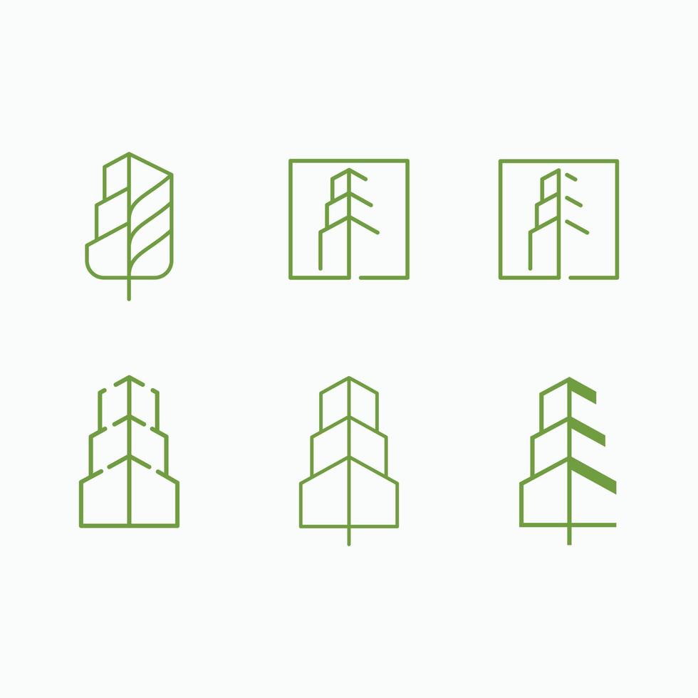 uppsättning av grön stad logotyp vektor, byggnad logotyp inspiration vektor