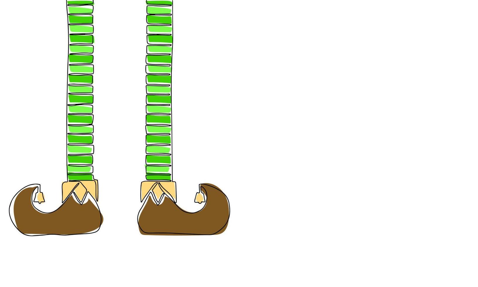 Bein des Kobolds. Strichzeichnungen mit Farbe. Umriss, eine durchgehende Vektordarstellung. st. Patricks Tag. 17. März. viel Glück. vektor