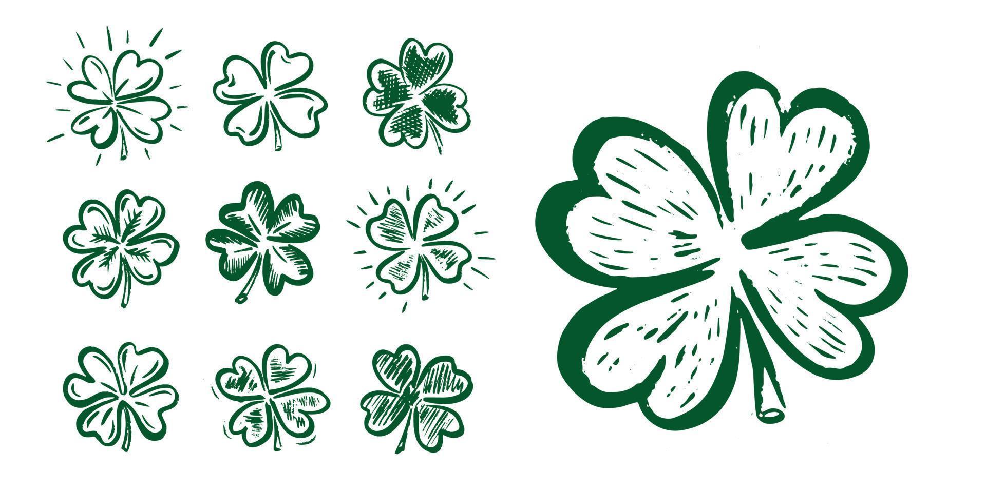 st. Patricks dag. retro stil emblem blad klöver. vektor