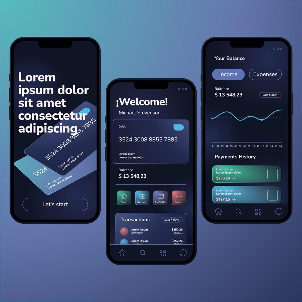 farbige Business Mobile App ui Mockup Vorlagenvektor vektor