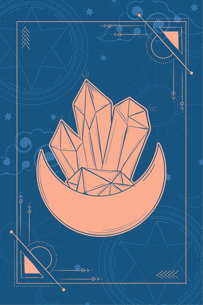 tarot kort med diamant esoterisk skiss ikon vektor