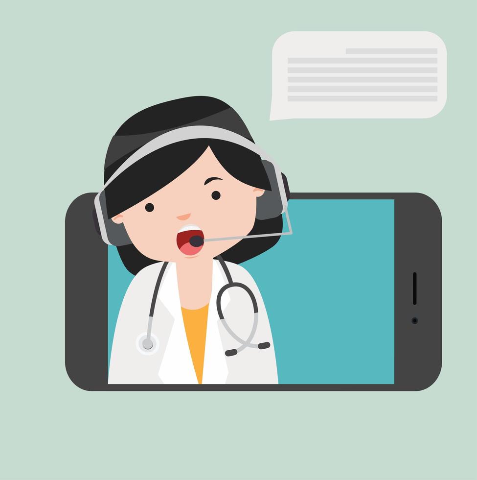 Arzt mit Online-Beratungskonzept auf Mobiltelefonen vektor