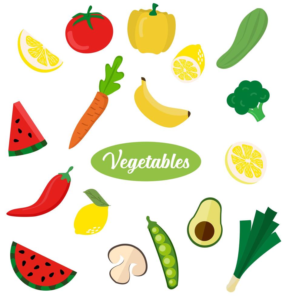 grönsaker på vit bakgrund vektor