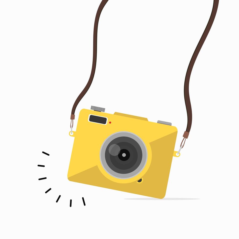 hängende gelbe Kamera in einem flachen Stil vektor