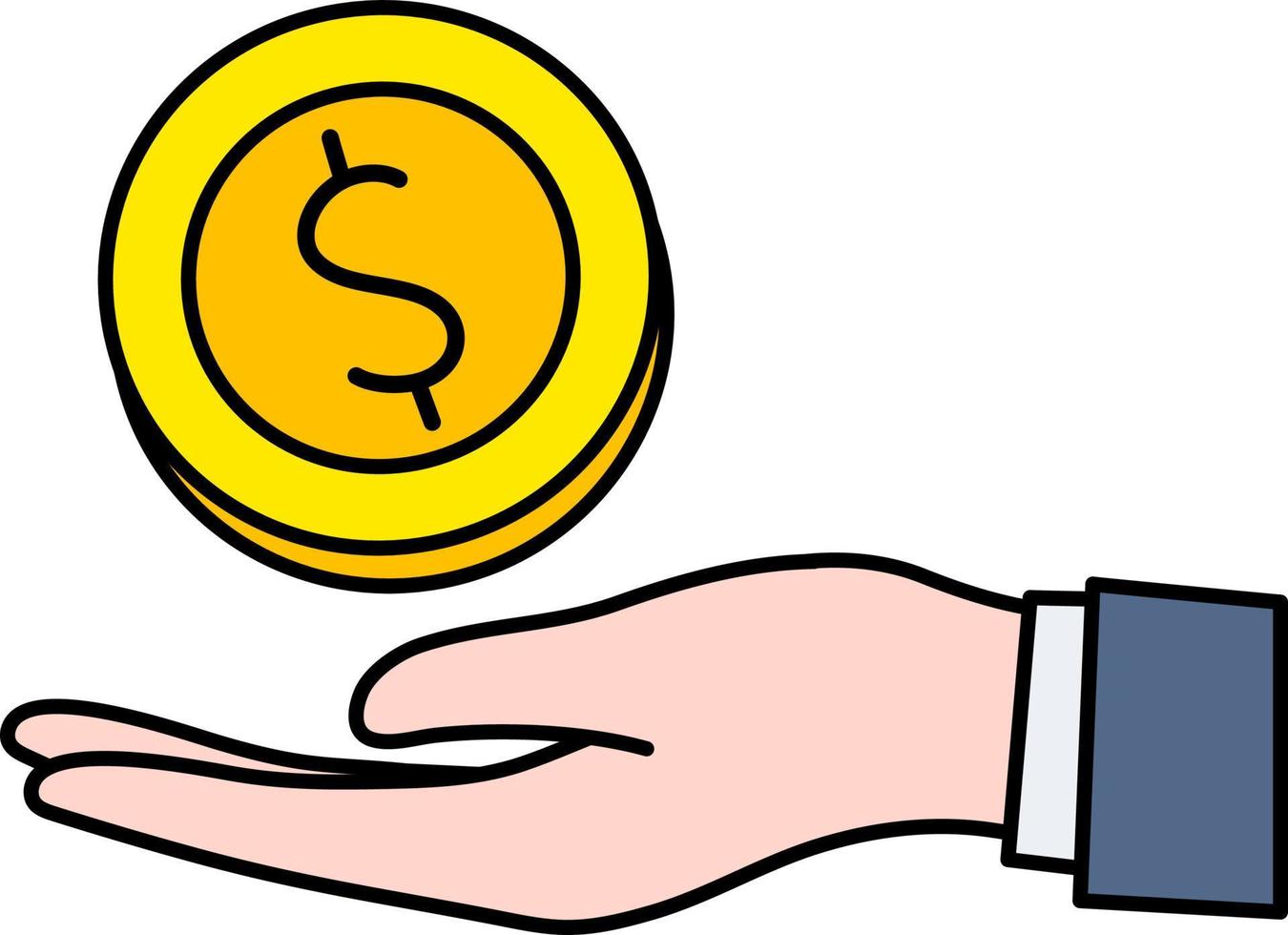 pengar mynt hand ersättning vinst finansiell företag handel element illustration färgad översikt vektor