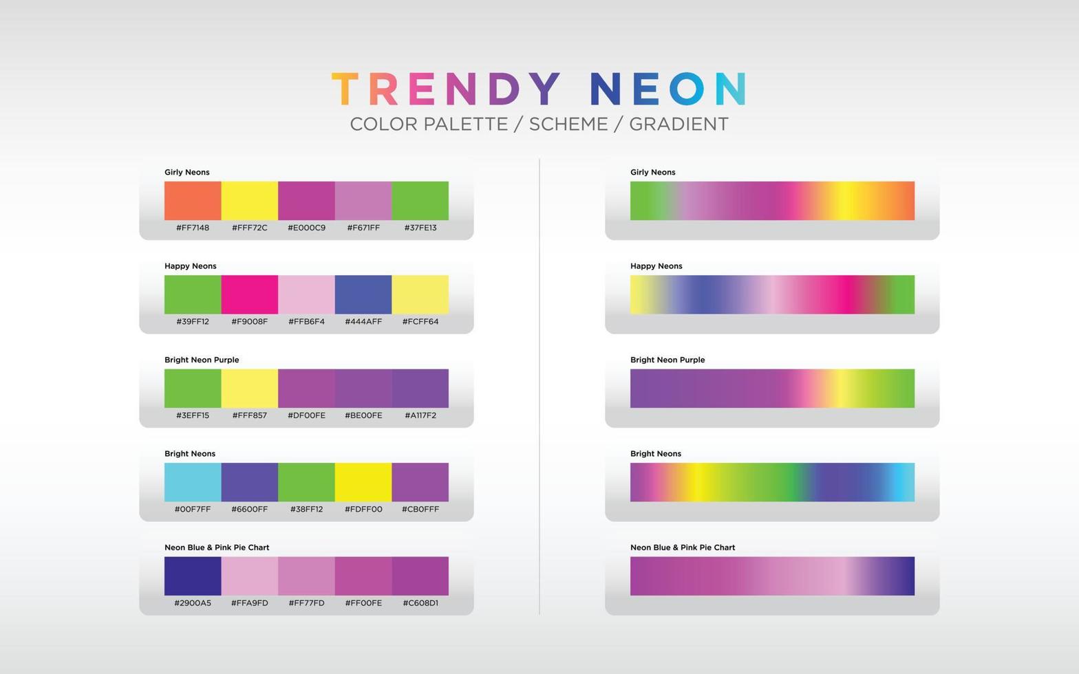 neon Färg paletter, Färg system, och Färg gradienter. uppsättning av färgrik gradienter. vektor design Färg element för din design.