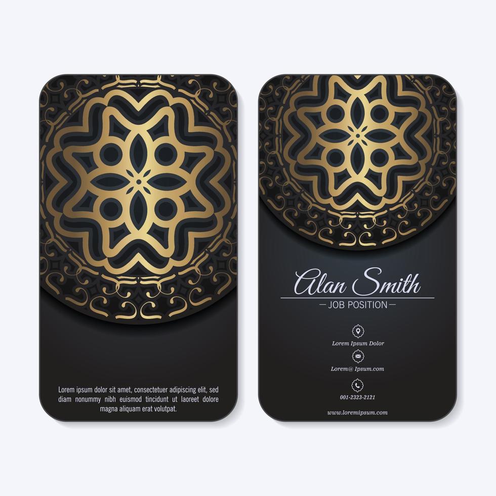 lyxigt mandala dekorativt kort i guldfärg vektor